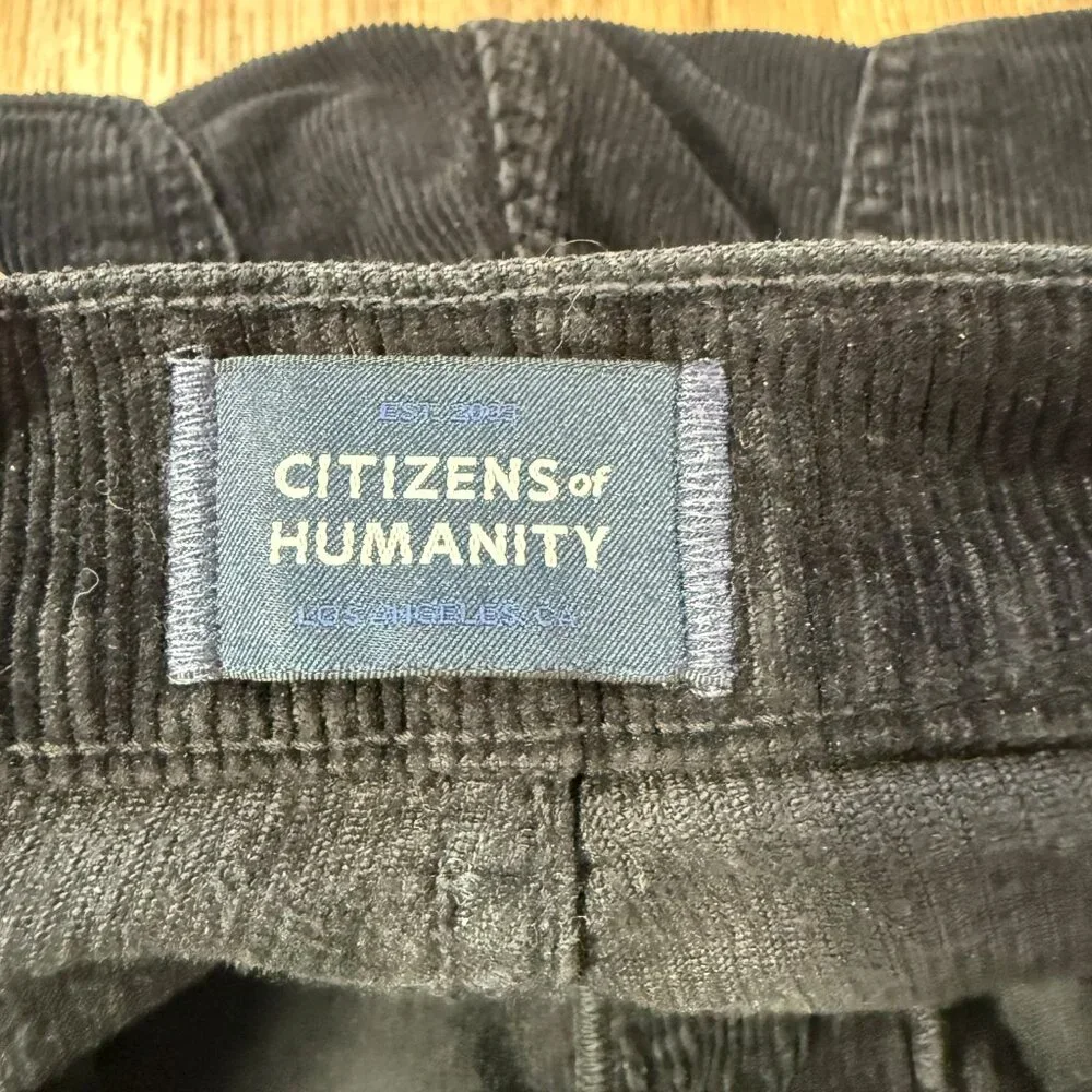 Citizens of Humanity Paloma High Rise Wide Leg Pants Black Corduroy 26 - Picture 4 of 10